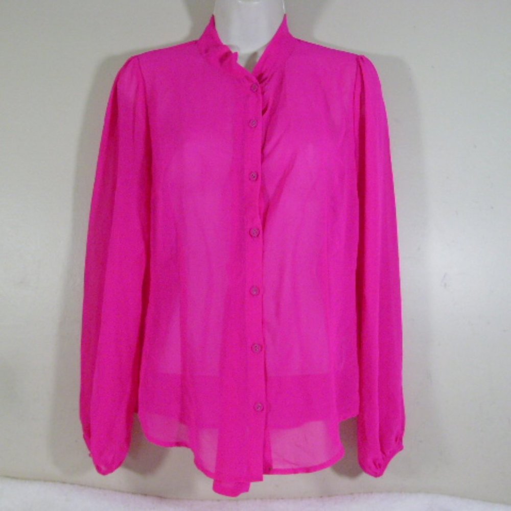 Forever 21 Sheer Hot Pink Blouse